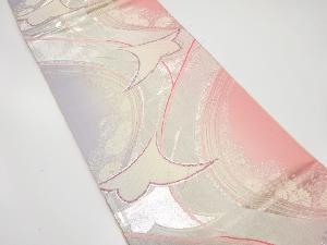 アンティーク　流水に花・抽象鶴模様織り出し暈し袋帯（材料）